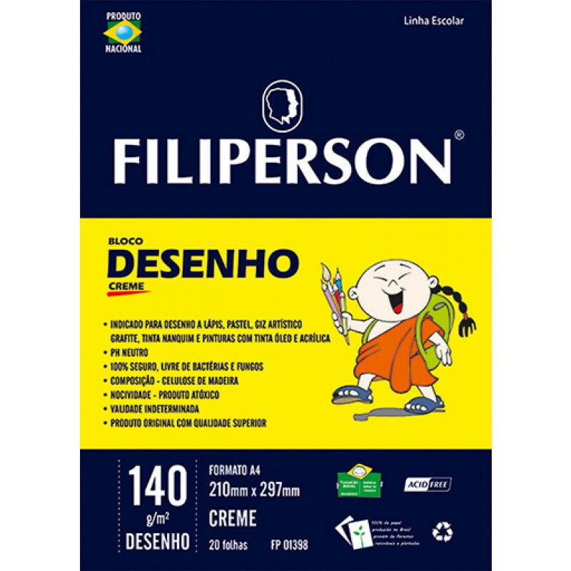 Bloco Filipinho Escolar Desenho Creme 140g/m² (A4) 20 ...