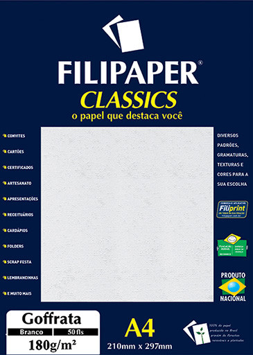 Filipaper Goffrata 180g/m² (50 folhas; branco) A4 - FP00951