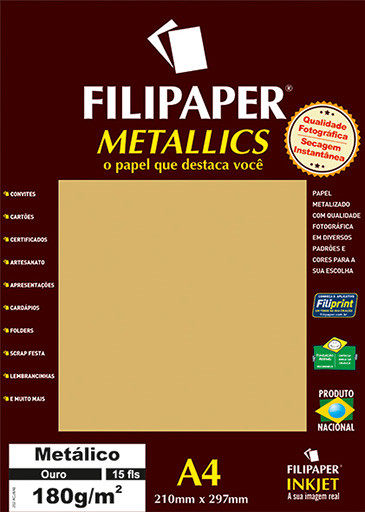 Filipaper METALLICS Ouro 180g/m² A4(15fls) - FP01100