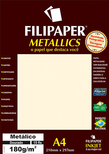 Filipaper METALLICS Dourado 180g/m² A4(15fls) - FP01102