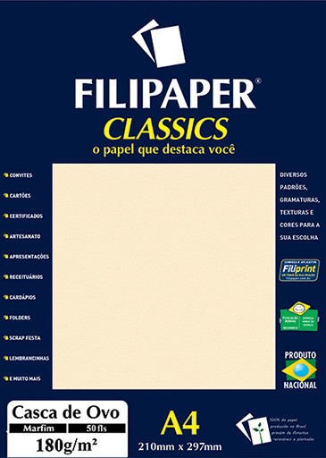 Filipaper Casca de Ovo 180g/m² (50 folhas; marfim) A4 - FP01331