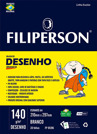Bloco Filipinho Escolar Desenho Branco 140g/m² (A4) 20 folhas - FP00627