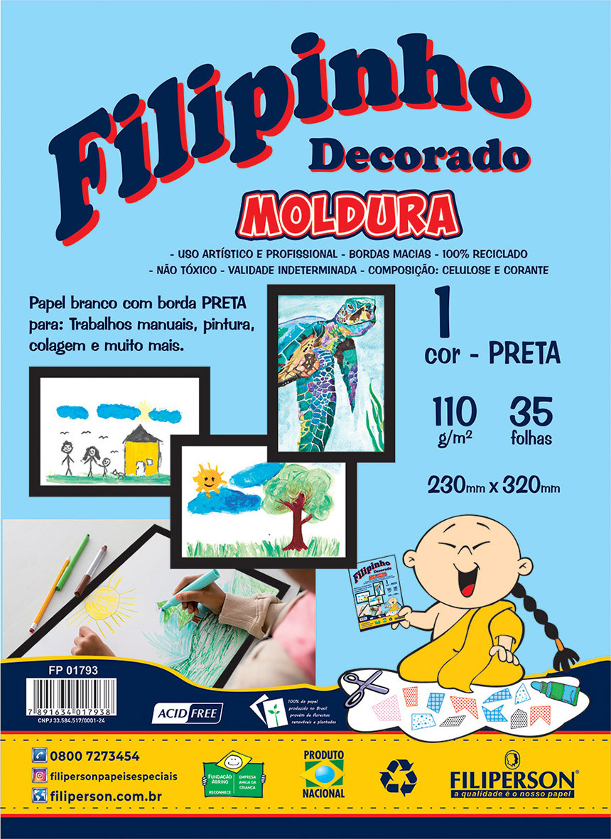Filipinho Decorado Moldura Preta - 120g/m² - 35fls. - 230mm x 320mm - FP04760