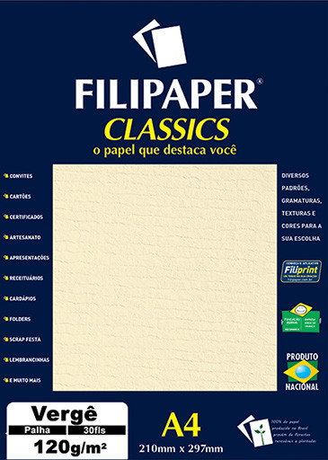Filipaper Vergê 120g/m² (30 folhas; palha) A4 - FP01871