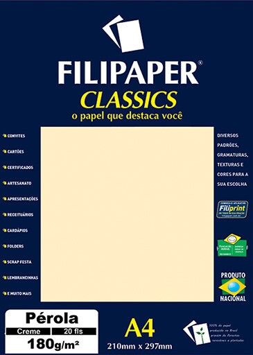 Filipaper CLASSICS PÉROLA CREME 180g/m² A4 20fls - FP01884