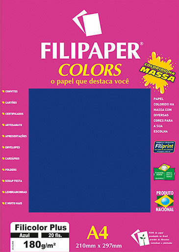 Filipaper COLORS Azul 180g/m² A4 20fls - FP02389