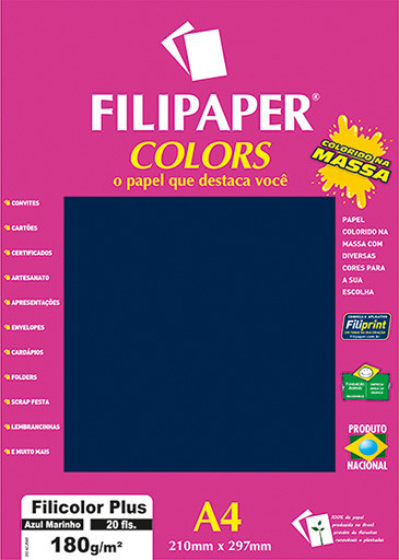 Filipaper COLORS Azul Marinho 180g/m² A4 20fls - FP02390
