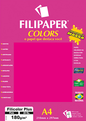 Filipaper COLORS Pink 180g/m² A4 20fls - FP02394
