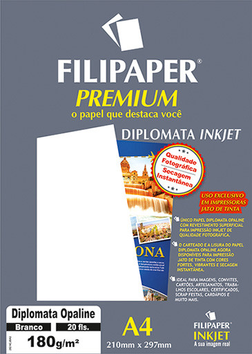 Filipaper Diplomata Premium 180g/m² (20 folhas; branco) A4 - FP02505