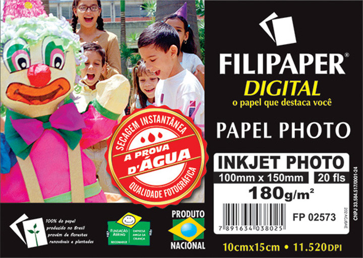 Filipaper InkJet Photo 180g/m² (20 folhas; branco) 10x15cm - FP02573