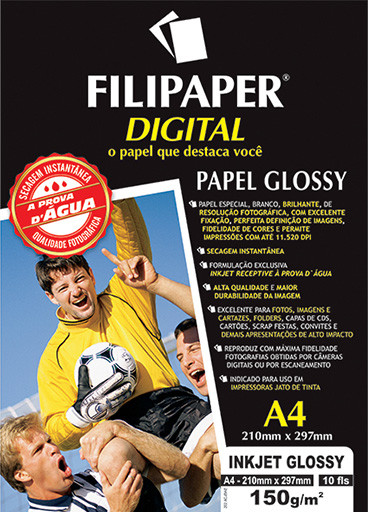 Filipaper InkJet Glossy 150g/m² (10 folhas; branco) A4 - FP02650