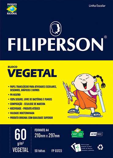 Bloco Filipinho Escolar Vegetal 60g/m² 50 Folhas - FP00636