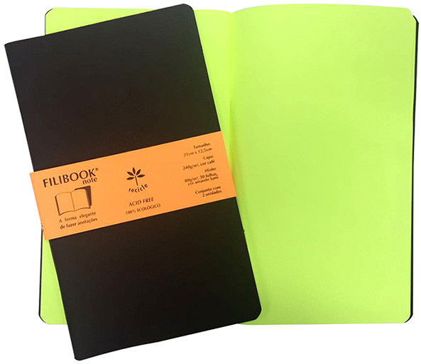 Filibook Note Café 80gm² miolo Amarelo LUMI (M) 21cm X 12,5 cm - Conjunto c/ 02 unids. - FP00703