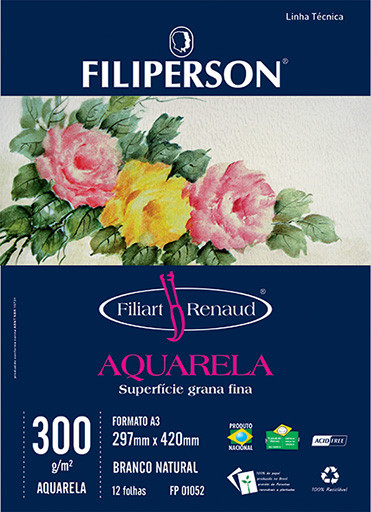 Filiart Renaud Aquarela 300g/m² (12 folhas; branco) A3 - FP01098