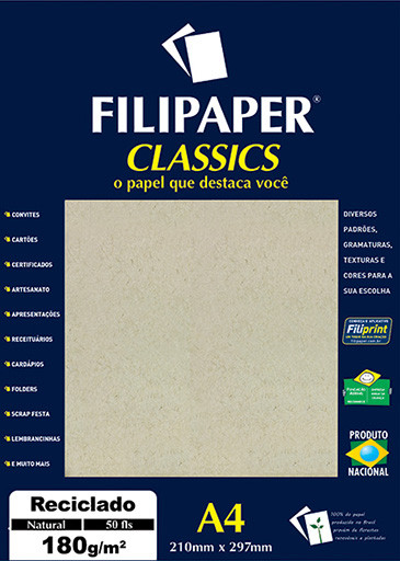 Filipaper Reciclado 180g/m² (50 Folhas, Natural) A4 - FP00940
