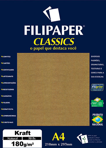 Filipaper Kraft 180g/m² (50 folhas; Natural) A4 - FP00942