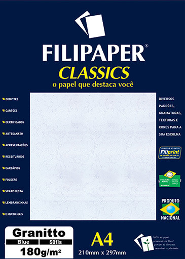 Filipaper Granitto 180g/m² (50 folhas; azul) A4 - FP00961