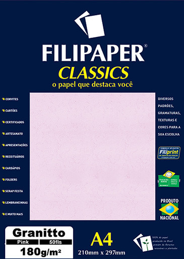 Filipaper Granitto 180g/m² (50 folhas; rosa) A4 - FP00963