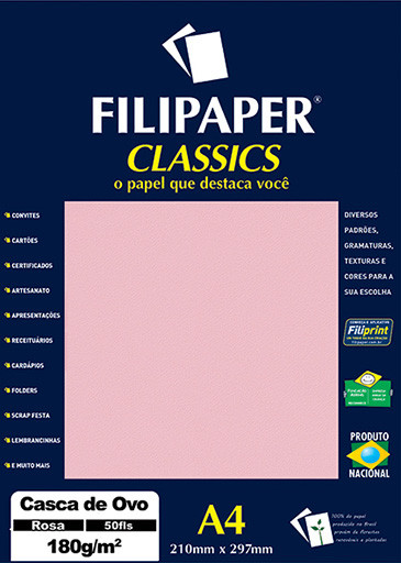 Filipaper Casca de Ovo 180g/m² (50 folhas; Rosa) A4 - FP00991