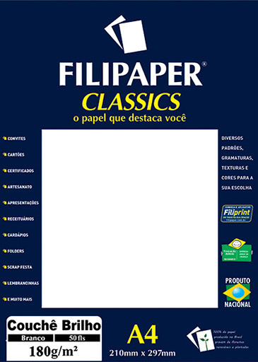 Filipaper Couchê 180g/m² (50 folhas; branco) A4 - FP01047