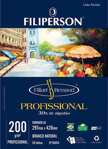 Filiart Renaud Profissional 200g/m² (20 folhas; branco) A3 - FP03790