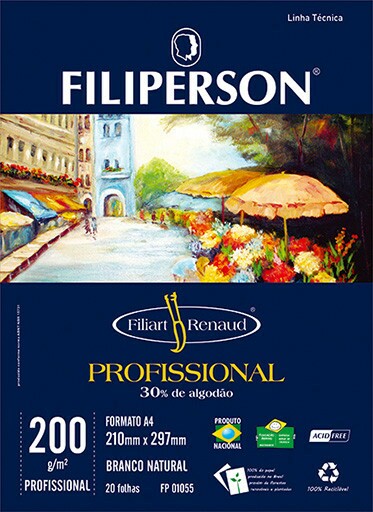 Filiart Renaud Profissional 200g/m² (20 folhas; branco) A4 - FP03789