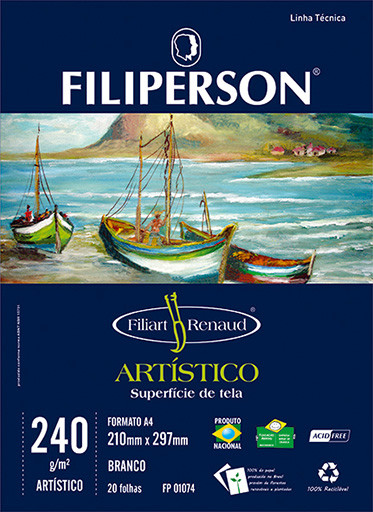 Filiart Renaud Artístico 240g/m² (20 folhas; branco) A4 - FP03787