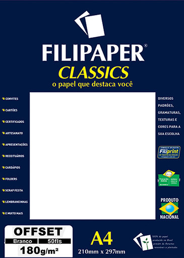 Filipaper OFFSET 180g/m² (50 folhas; branco) A4 - FP01400