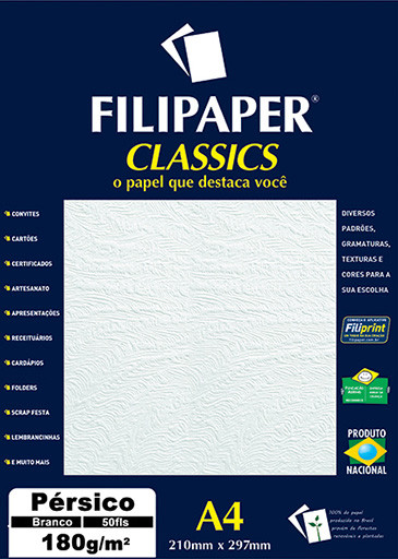 Filipaper Pérsico 180g/m² (50 folhas; branco) A4 - FP01423