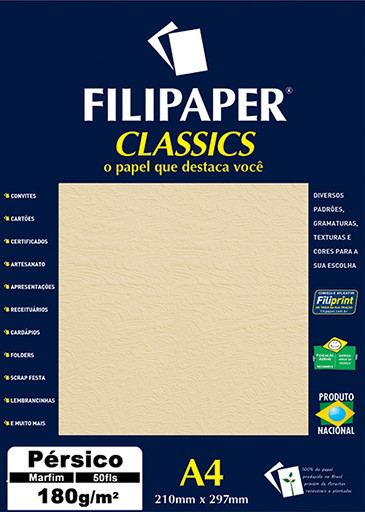 Filipaper Pérsico 180g/m² (50 folhas; marfim) A4 - FP01430