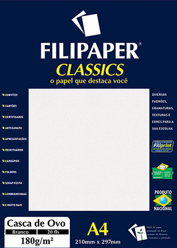 Filipaper Casca de Ovo 180g/m² (20 folhas; branco) A4 - FP01990