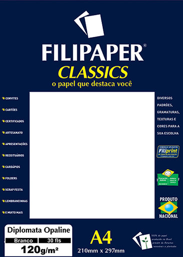 Filipaper Diplomata Opaline 120g/m² (30 folhas; branco) A4 - FP02061