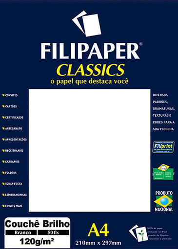 Filipaper Couchê 120g/m² (50 folhas; branco) A4 - FP02209