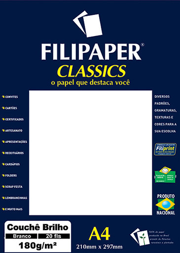 Filipaper Couchê 180g/m² (20 folhas; branco) A4 - FP02251