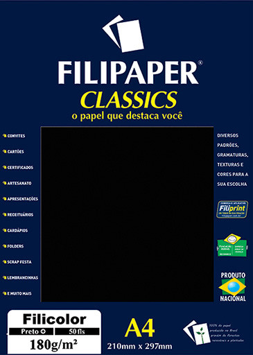 Filipaper Filicolor 180g/m² (50 folhas; preto) A4 - FP03418