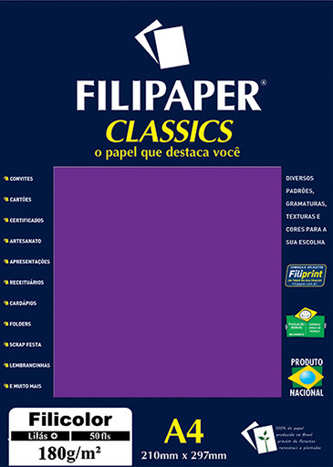 Filipaper Filicolor 180g/m² (50 folhas; lilás) A4 - FP03805