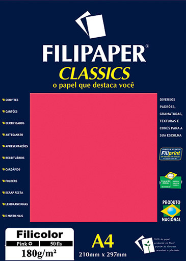 Filipaper Filicolor 180g/m² (50 folhas; pink) A4 - FP03815