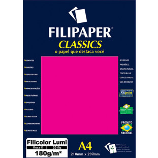 Filipaper Filicolor LUMI 180g/m² (20 folhas; Rosa) A4 - FP00906