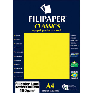 Filipaper Filicolor LUMI 180g/m² (20 folhas; amarelo) A4 - FP00908
