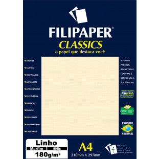 Filipaper CLASSICS LINHO MARFIM 180g/m² A4 50fls - FP00931