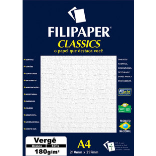 Filipaper Vergê 180g/m² (50 folhas; branco) A4 - FP00977