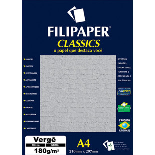 Filipaper Vergê 180g/m² (50 folhas; cinza) A4 - FP00979