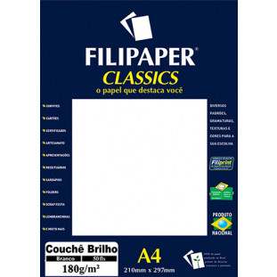 Filipaper Couchê 180g/m² (50 folhas; branco) A4 - FP01047