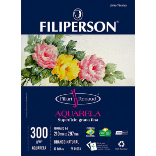 Filiart Renaud Aquarela 300g/m² (12 folhas; branco) A4 - FP01099