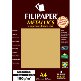 Filipaper METALLICS Ouro 180g/m² A4(15fls) - FP01100