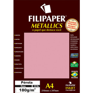 Filipaper METALLICS Perola Rosa 180g/m² A4(15fls) - FP01104
