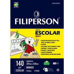 Bloco Escolar Branco A3 140g/m² 20 Folhas - FP00669