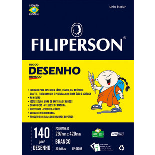 Bloco Filipinho Escolar Desenho Branco 140g/m² (A3) 20 folhas - FP00626