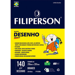 Bloco Filipinho Escolar Desenho Branco 140g/m² (A4) 20 folhas - FP00627