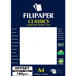 Filipaper OFFSET 180g/m² (50 folhas; branco) A4 - FP01400